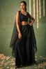 Incredible Black Chinon Party Wear Crop Top Palazzo With Shrug