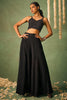 Incredible Black Chinon Party Wear Crop Top Palazzo With Shrug