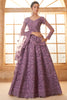 Ravishing Purple Embroidered Net Reception Wear Lehenga Choli