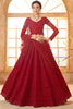 Amazing Red Thread Work Net Function Wear Lehenga Choli With Dupatta