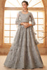 Alluring Grey Thread Embroidery Work Net Event Wear Lehenga Choli