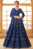 Enchanting Navy Blue Embroidered Net Reception Wear Lehenga Choli