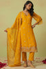 Fascinating Yellow Sequins Organza Haldi Wear Pant Suit With Dupatta