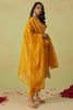 Fascinating Yellow Sequins Organza Haldi Wear Pant Suit With Dupatta