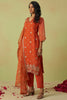 Beautiful Orange Sequins Organza Event Wear Pant Suit With Dupatta