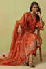 Beautiful Orange Sequins Organza Event Wear Pant Suit With Dupatta