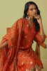 Beautiful Orange Sequins Organza Event Wear Pant Suit With Dupatta