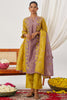 Elegant Yellow Mirror Work Organza Traditional Pant Suit With Dupatta