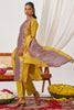 Elegant Yellow Mirror Work Organza Traditional Pant Suit With Dupatta