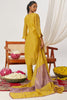Elegant Yellow Mirror Work Organza Traditional Pant Suit With Dupatta