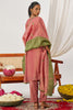Superb Pink Patch Work Organza Festival Wear Straight Suit With Dupatta