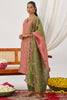 Wonderful Green Mirror Work Organza Straight Suit With Dupatta