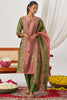 Wonderful Green Mirror Work Organza Straight Suit With Dupatta