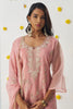 Stunning Peach Floral Embroidered Organza Silk Event Wear Pant Suit