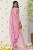 Dazzling Pink Thread Embroidered Organza Silk Wedding Wear Pant Suit