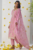 Dazzling Pink Thread Embroidered Organza Silk Wedding Wear Pant Suit