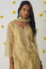 Awesome Yellow Thread Embroidered Organza Silk Haldi Wear Pant Suit