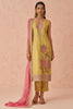 Incredible Yellow Floral Embroidery Work Silk Pant Suit With Dupatta