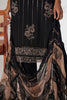Delightful Black Embroidered Organza Traditional Straight Suit with Dupatta