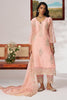 Stunning Peach Embroidered Organza Straight Suit Pant With Dupatta