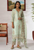 Glamorous Pista Green Embroidered Organza Festival Wear Pant Suit