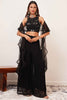 Lovely Black Embroidered Georgette Crop Top Palazzo With Dupatta