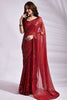 Charming Red Sequins Georgette Party Wear Saree With Blouse