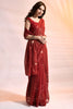 Charming Red Sequins Georgette Party Wear Saree With Blouse