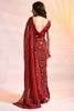 Charming Red Sequins Georgette Party Wear Saree With Blouse