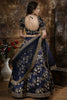 Astonishing Navy Blue Zari Embroidered Silk Wedding Lehenga Choli