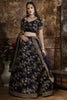 Astonishing Navy Blue Zari Embroidered Silk Wedding Lehenga Choli