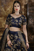 Astonishing Navy Blue Zari Embroidered Silk Wedding Lehenga Choli