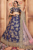 Incredible Navy Blue Dori Work Georgette Wedding Wear Lehenga Choli