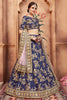 Incredible Navy Blue Dori Work Georgette Wedding Wear Lehenga Choli
