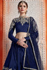 Outstanding Navy Blue Zari Work Art Silk Wedding Wear Lehenga Choli