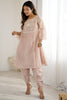 Incredible Peach Embroidered Organza Festive Wear Kurti With Dhoti Pants