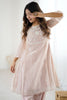 Incredible Peach Embroidered Organza Festive Wear Kurti With Dhoti Pants