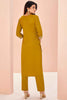 Adorable Mustard Yellow Embroidered Chinon Haldi Wear Pant Suit