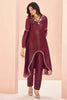 Ravishing Maroon Embroidered Organza Function Wear Pant Suit