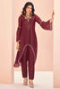 Ravishing Maroon Embroidered Organza Function Wear Pant Suit