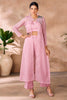 Fascinating Baby Pink Hand Work Organza Party Wear Co-Ord Set