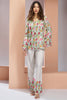 Tantalizing White Floral Printed Muslin Silk Office Wear Co-Ord Set