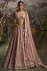 Good-looking Mauve Zarkan Work Net Engagement Wear Lehenga Choli