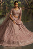 Good-looking Mauve Zarkan Work Net Engagement Wear Lehenga Choli
