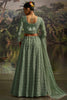 Outstanding Green Thread Work Net Wedding Lehenga Choli With Dupatta
