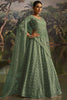 Outstanding Green Thread Work Net Wedding Lehenga Choli With Dupatta