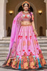 Stunning Pink Printed Art Silk Wedding Lehenga Choli With Dupatta