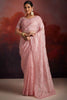 Fabulous Peach Sequins Work Organza Wedding Wear Saree With Blouse