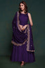 Incredible Purple Silk Engagement Wear Gown With Heavy Dupatta