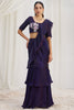 Winsome Wine Organza Pre-Stitched Ruffle Saree With Hand Work Blouse